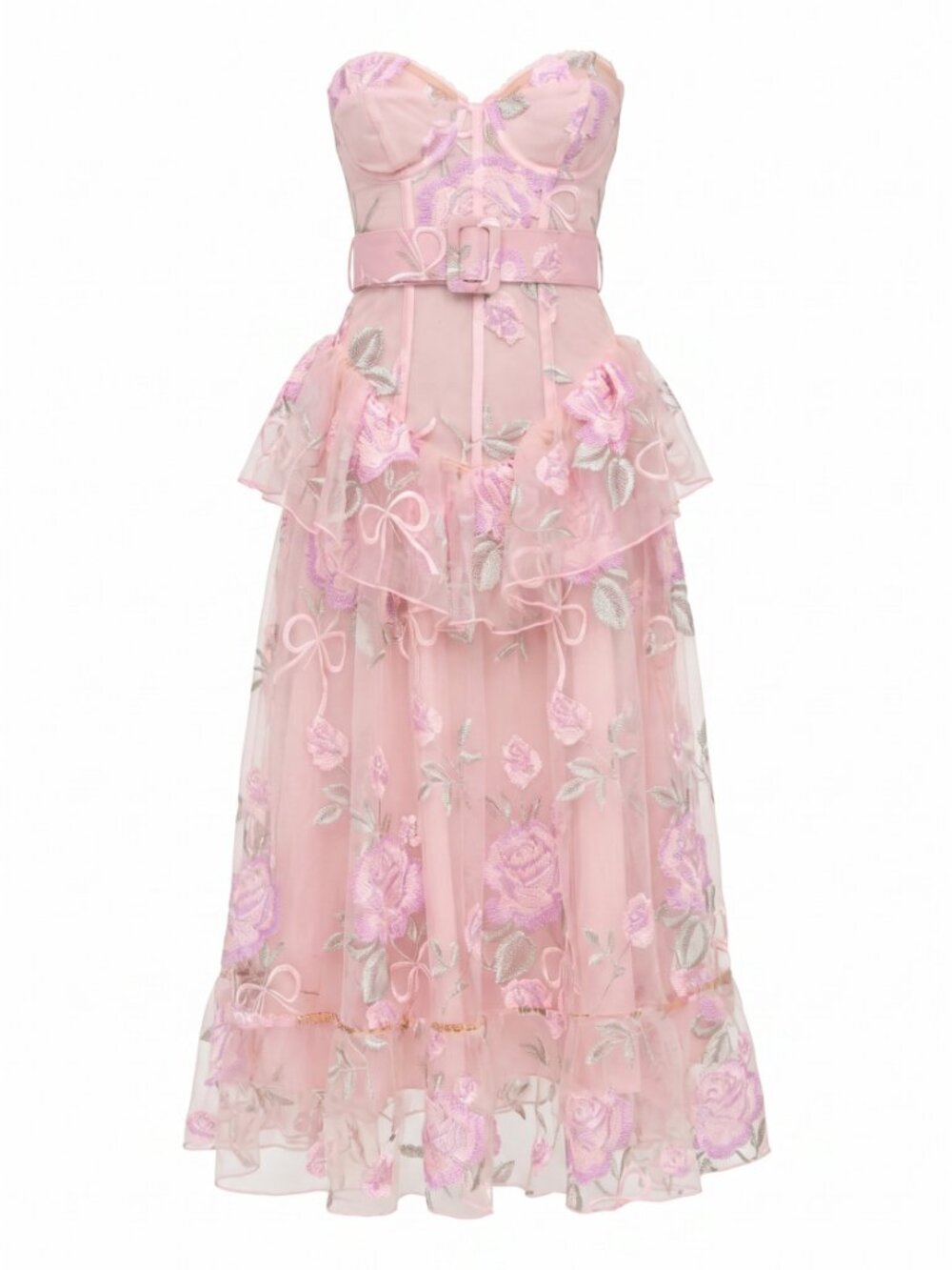 For Love & Lemons Emmeline Embroidery Midi Dress - Pink - Picture 5 of 7